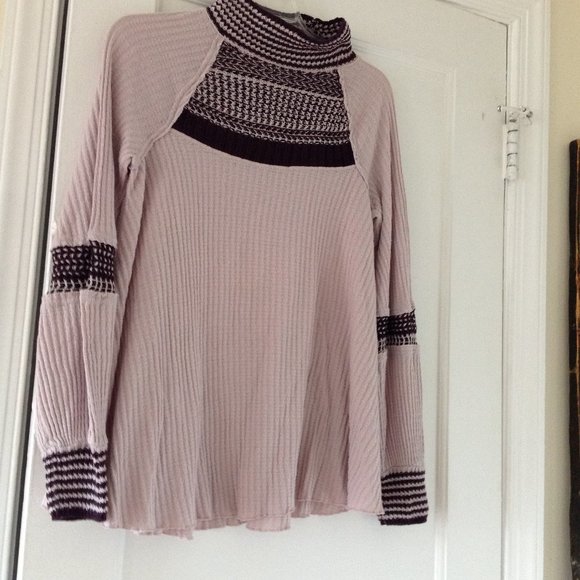 Free People Snow Day Thermal Tunic Top Knitted Sleeves - Picture 10 of 13